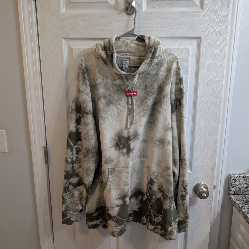 80eighty Hoodie Men's Green Tie Dye Kangaroo Pocket Drawstring - Size 2XL
